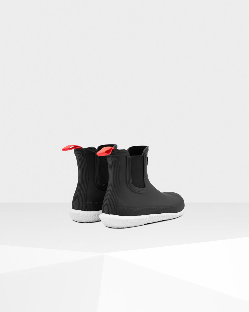 Women Hunter Original Flat Heel Calendar Sole | Chelsea Boots Black/White | NZ-27483-XNZI